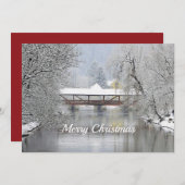 カバードブリッジスノーフォトクリスマスフラット シーズンカード (正面/裏面)