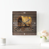 カバードワゴンコール油ランプウェスタン  スクエア壁時計 (ホーム)