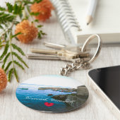 カバーバックハーバーポストオフィス&魚釣りボート写真 キーホルダー (側面)