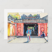 カバーブリッジホイアンベトナムアジア水彩色 ポストカード (正面/裏面)