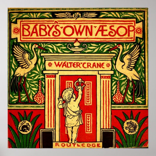 カバーベビー独自のAEsop 1887 Walter Crane Small ポスター (正面)