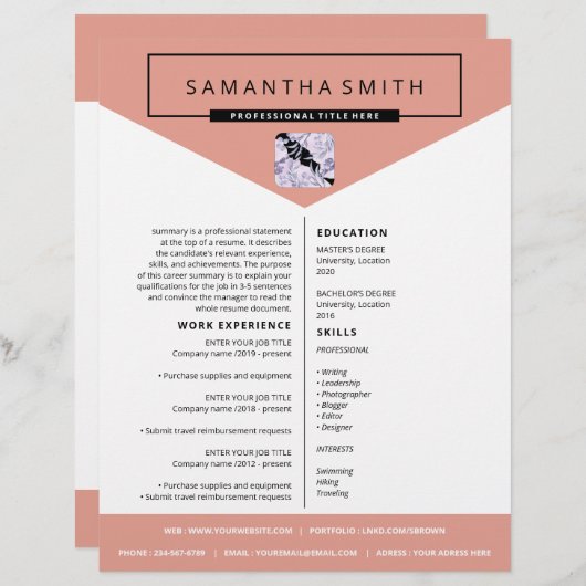 カバーレターの再開プロフェッショナルcv (正面/裏面)