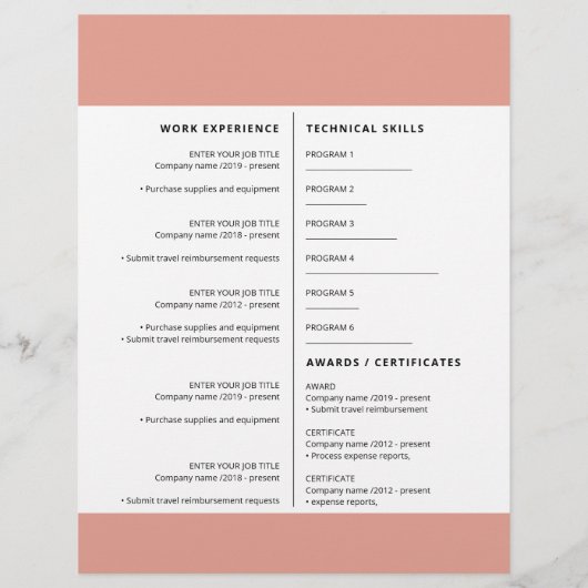 カバーレターの再開プロフェッショナルcv (裏面)