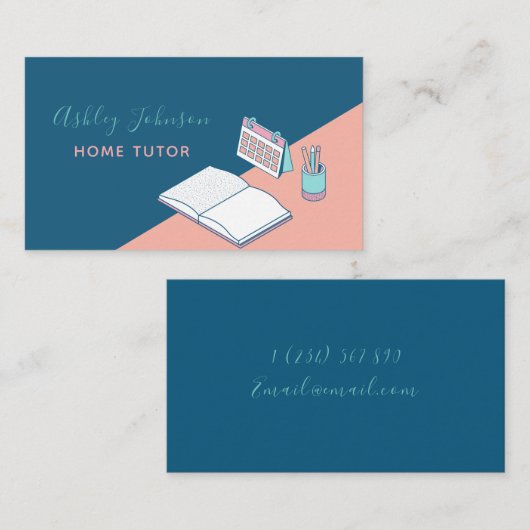 カバー先生プライベート家庭教師2色エレガント 名刺 (正面/裏面)