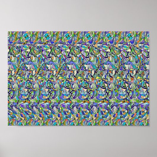 カバ付きヒッポ – 隠し3Dプリント ポスター (正面)