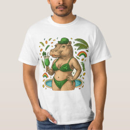 カバ愛好家のためのセントパトリックのトロピカルプールパーティー Tシャツ
