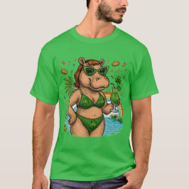 カバ愛好家のためのセントパトリックのトロピカルプールパーティー Tシャツ