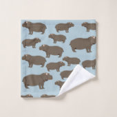 カバ柄 バスタオルセット (ウォッシュタオル)