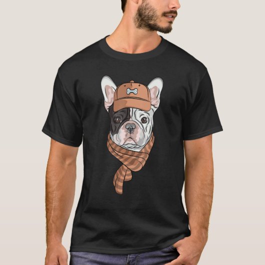カバ犬スカーフ着用おっちょこちょいのギーク犬1 Tシャツ (正面)