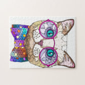 カバ猫かわいい色彩の鮮やか猫 ジグソーパズル (横)