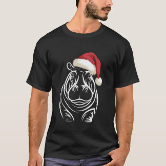 カバ クリスマス サンタ帽子 パジャマ 面白い カバ Tシャツ