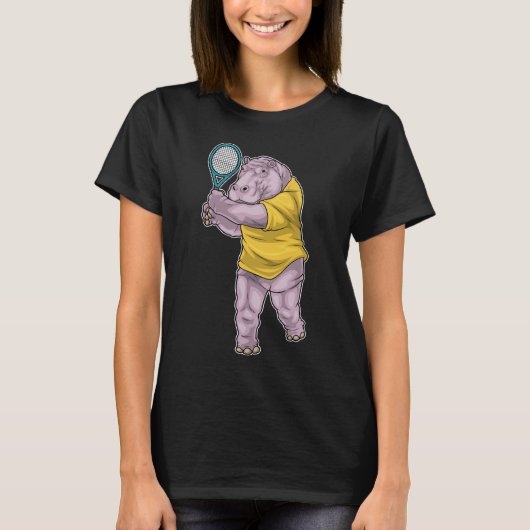 カバ テニス テニスラケット Tシャツ (正面)
