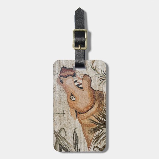 カバ、ナイルのモザイク、ファウヌスの家 ラゲッジタグ (正面縦)