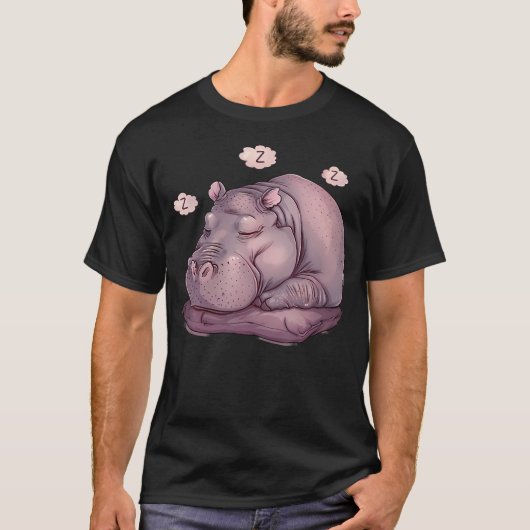 カバ 眠る 眠そう カバ好き 睡眠 Tシャツ (正面)