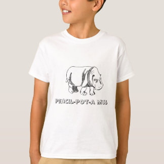 カバ、鉛筆ポットのmus tシャツ