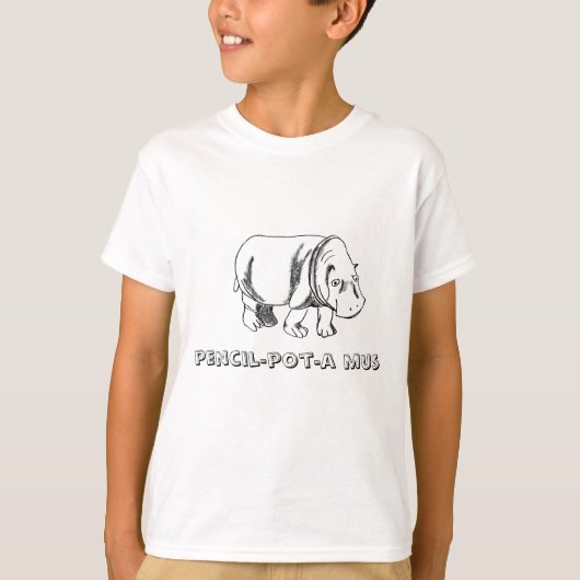 カバ、鉛筆ポットのmus tシャツ (正面)