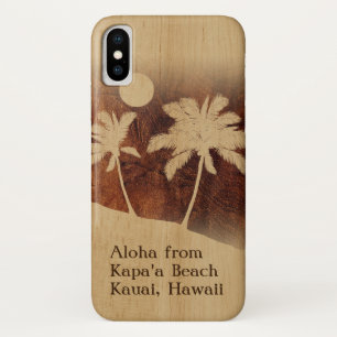 カパサンセットハワイアンフェイクコアウッドツインパーム iPhone X ケース