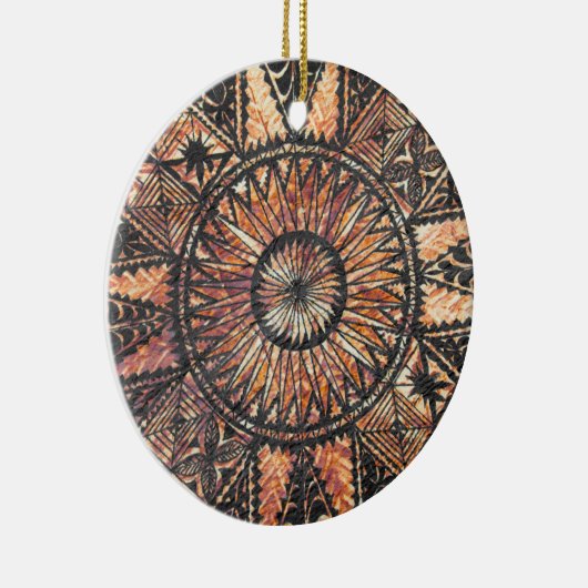 カパハワイアン初期のタトゥータパ セラミックオーナメント (右)