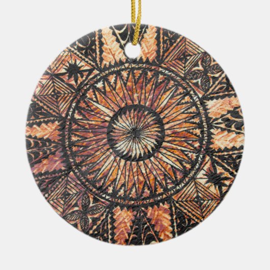 カパハワイアン初期のタトゥータパ セラミックオーナメント (正面)