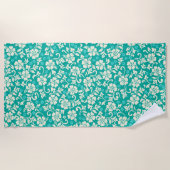 カパルアパラオハワイアンハイビスカスグリーン ビーチタオル (正面)