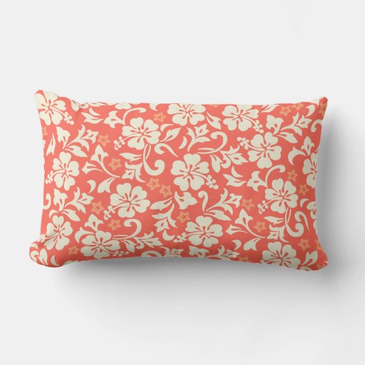 カパルアパローハワイアンハイビスカスリバーシブルストライプ ランバークッション (正面)