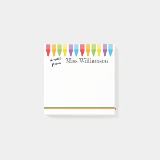 カパーソナライズされたウトクレヨン先生新学期 ポストイット (正面)