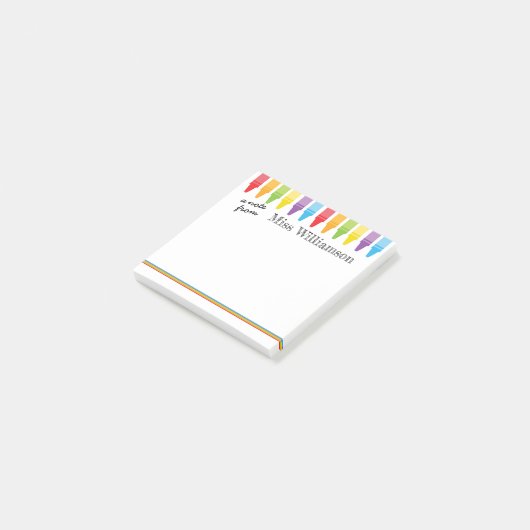 カパーソナライズされたウトクレヨン先生新学期 ポストイット (アングル)