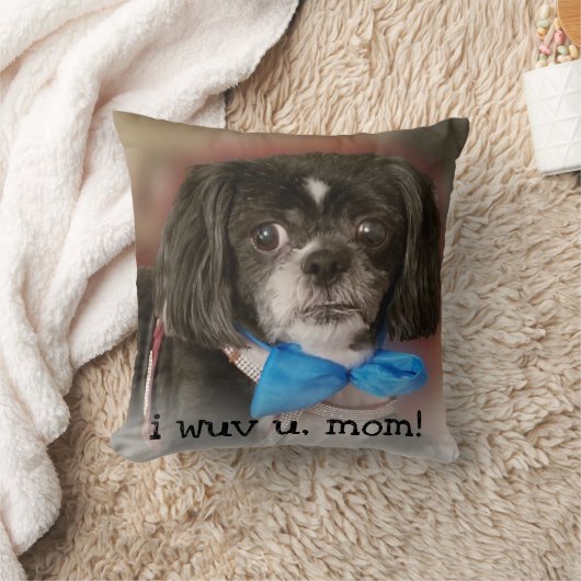 カパーソナライズされたウトペット写真I WUV Uラブ引用文 クッション (ブランケット)