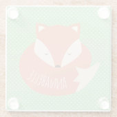 カパーソナライズされたウト睡眠キツネ ガラスコースター (裏面)