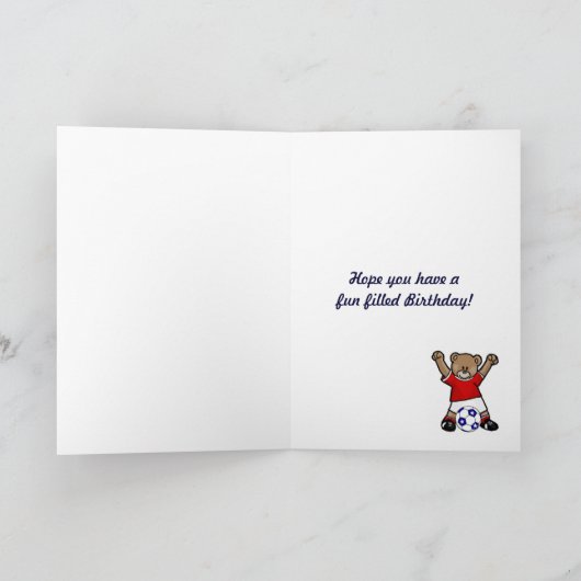 カパーソナライズされたワイトサッカーテディベア（赤） カード (内部)