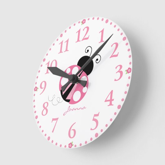 カパーソナライズされたワイトピンクラディブクロック ラウンド壁時計 (傾斜)
