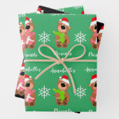 カパーソナライズされたワイトベアハッピークリスマスラッピングP ラッピングペーパーシート (インサイチュ)