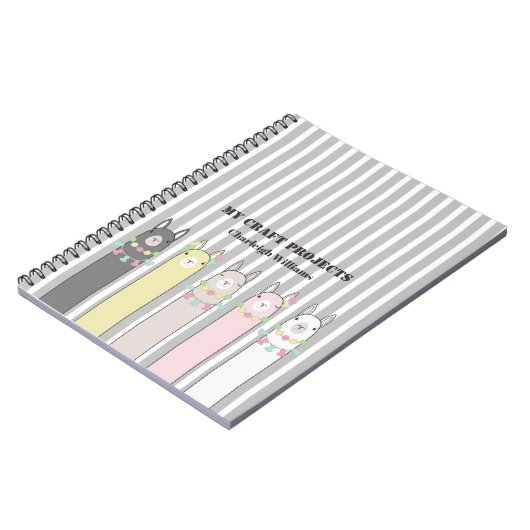 カパーソナライズされたワイトレトロカラフルラマスノート ノートブック (左側)