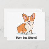 カパーソナライズされたワイトCorgi Puppyはがき ポストカード (正面/裏面)