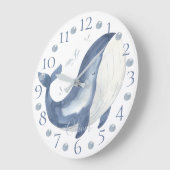 カパーソナライズされたワイ航海のターブルーホエール ラージ壁時計 (傾斜)