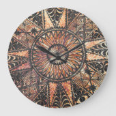 カパ初期のハワイアンタトゥータパ ラージ壁時計 (正面)