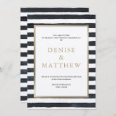 カビアーブラックウォーターストライプカラー金ゴールドレタリング 招待状 (正面/裏面)