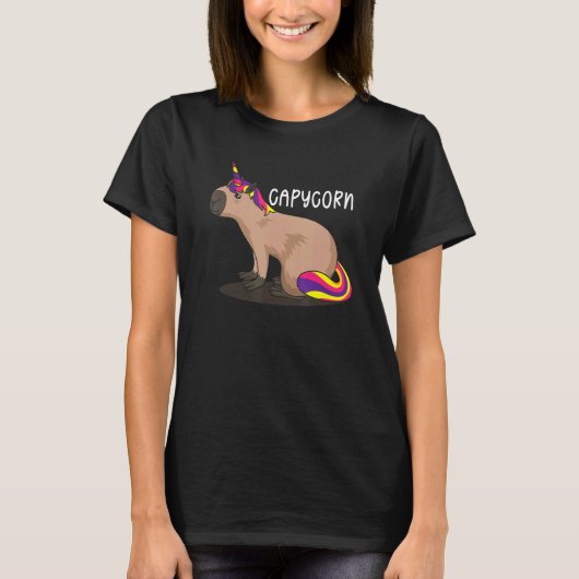カピコーンカピバラユニコーンウォーターホッグ Tシャツ (正面)