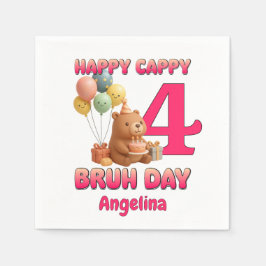 カピバカスタムカピバラ4歳の誕生日 スタンダードカクテルナプキン