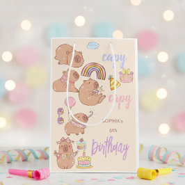 カピバカピバお誕生日おめでとう ミディアムペーパーバッグ