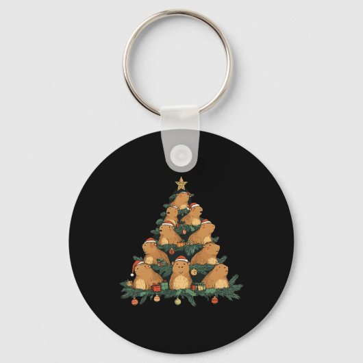 カピバラおもしろいクリスマスツリー キーホルダー (正面)