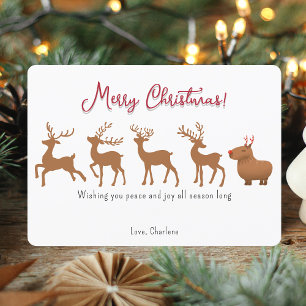 カピバラおもしろいトナカイのクリスマスカード シーズンカード