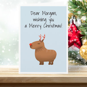 カピバラおもしろいトナカイパーソナライズされたクリスマス カード