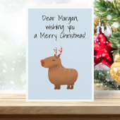 カピバラおもしろいトナカイパーソナライズされたクリスマス カード