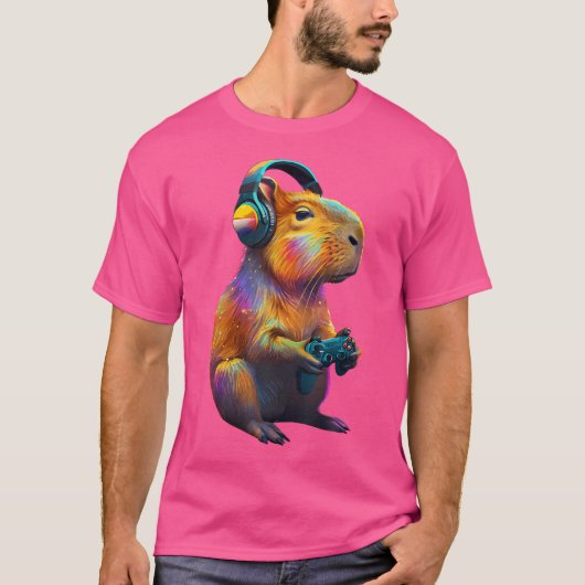 カピバラおもしろいビデオゲームCapybara Tシャツ (正面)