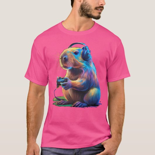 カピバラおもしろいビデオゲームCapybara Tシャツ (正面)