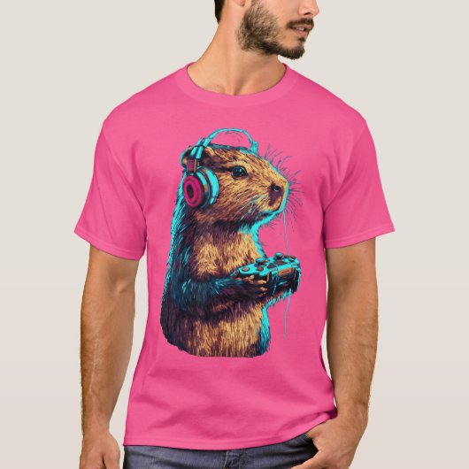 カピバラおもしろいビデオゲームCapybara Tシャツ (正面)