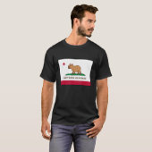 カピバラおもしろい共和国カリフォルニア国旗 Tシャツ (正面フル)