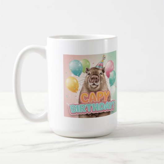 カピバラお誕生日おめでとう! コーヒーマグカップ (左)