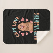 カピバラかわいいバレンタインブランケット シェルパブランケット (正面(横))